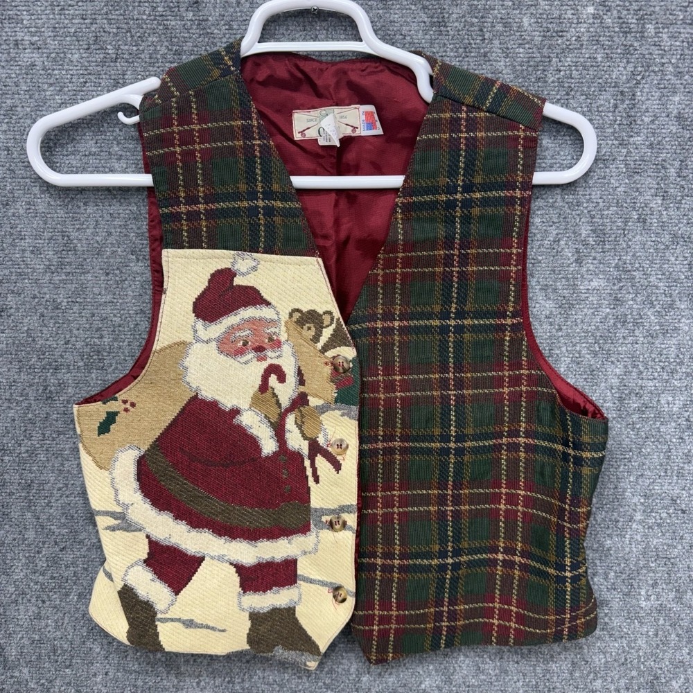 Orvis button up vest women's size Large Santa Claus USA Christmas